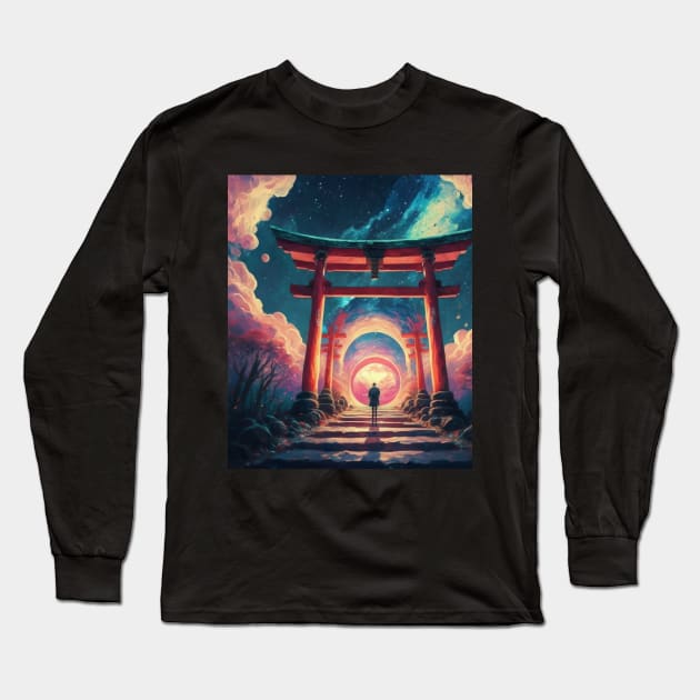 Torii Gate - Impressionism Science Fiction Long Sleeve T-Shirt by AnimeVision